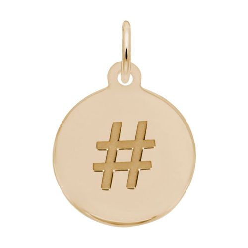 Petite Initial Disc - Hashtag/pound Symbol 10k Gold Charm - 10-1899-0-10k