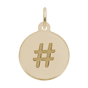 Petite Initial Disc - Hashtag/pound Symbol  Charm,  Gold Plated Charm - 10-1899-0-gp