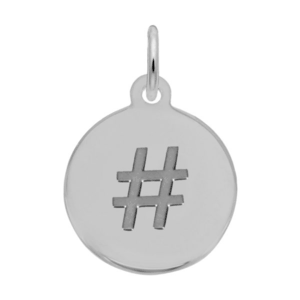 Petite Initial Disc - Hashtag/pound Symbol Sterling Silver Charm- 10-1899-0-ss