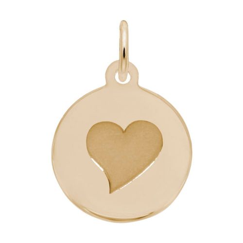 Petite Initial Disc - Heart 14k Gold Charm - 10-1897-0-14k