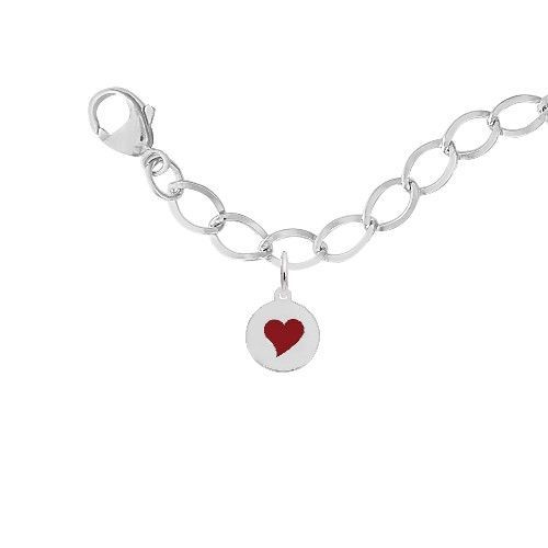 Petite Initial Disc Heart Bracelet Set - Sterling Silver - 27-1897-112-SS