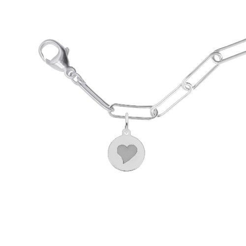 Petite Initial Disc Heart Bracelet Set - Sterling Silver - 27-1897-310-SS