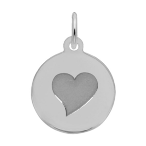 Petite Initial Disc - Heart Sterling Silver Charm- 10-1897-0-ss