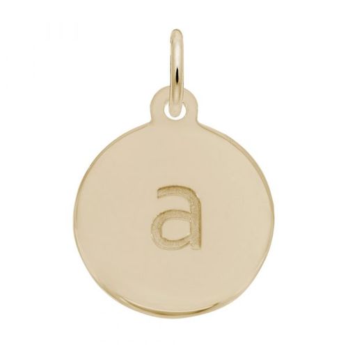 Petite Initial Disc - Lower Case Block A 10k Gold Charm - 10-1895-1-10k