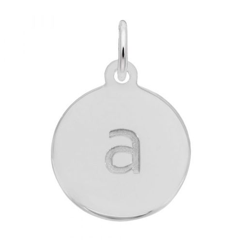 Petite Initial Disc - Lower Case Block A Sterling Silver Charm- 10-1895-1-ss