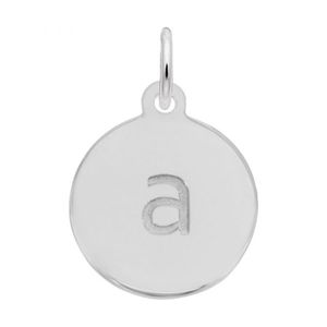 Petite Initial Disc - Lower Case Block A Sterling Silver Charm- 10-1895-1-ss