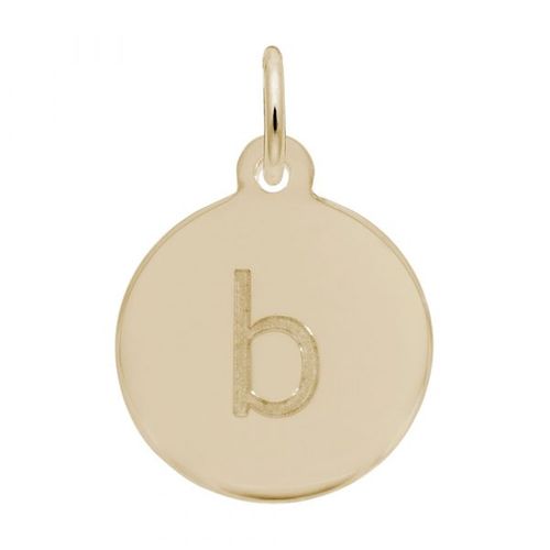 Petite Initial Disc - Lower Case Block B 10k Gold Charm - 10-1895-2-10k