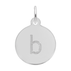 Petite Initial Disc - Lower Case Block B Sterling Silver Charm- 10-1895-2-ss