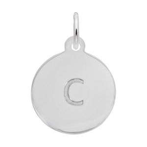 Petite Initial Disc - Lower Case Block C Sterling Silver Charm- 10-1895-3-ss