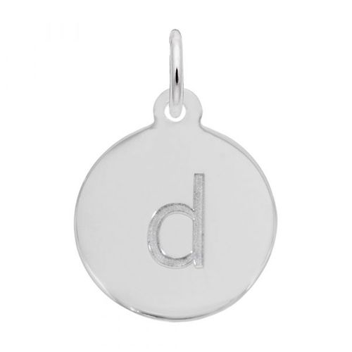 Petite Initial Disc - Lower Case Block D Sterling Silver Charm- 10-1895-4-ss