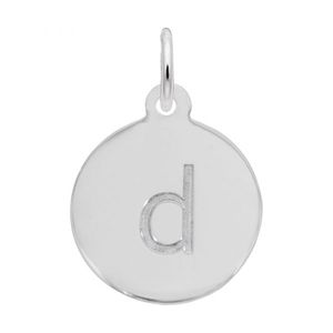 Petite Initial Disc - Lower Case Block D Sterling Silver Charm- 10-1895-4-ss