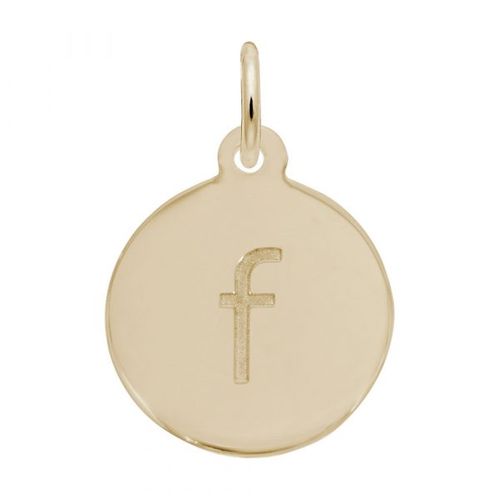 Petite Initial Disc - Lower Case Block F 10k Gold Charm - 10-1895-6-10k