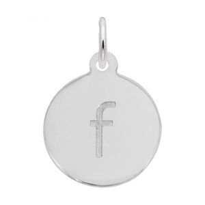 Petite Initial Disc - Lower Case Block F Sterling Silver Charm- 10-1895-6-ss