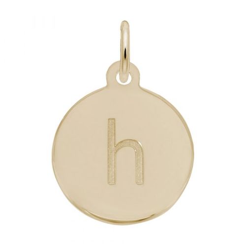 Petite Initial Disc - Lower Case Block H  Charm,  Gold Plated Charm - 10-1895-8-gp