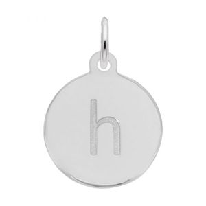Petite Initial Disc - Lower Case Block H Sterling Silver Charm- 10-1895-8-ss