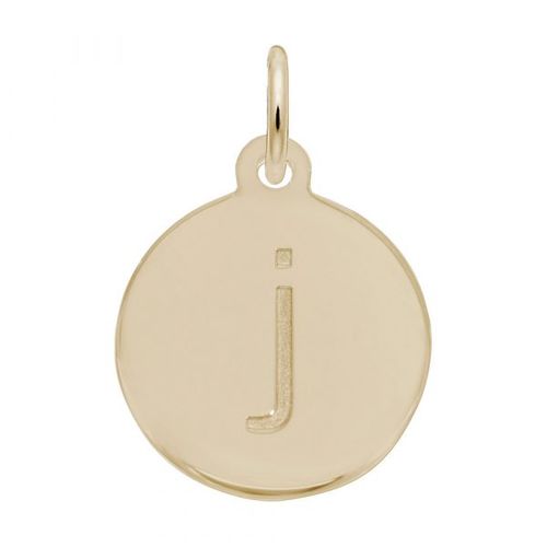 Petite Initial Disc - Lower Case Block J  Charm,  Gold Plated Charm - 10-1895-10-gp