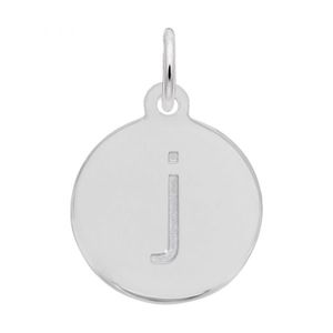 Petite Initial Disc - Lower Case Block J Sterling Silver Charm- 10-1895-10-ss