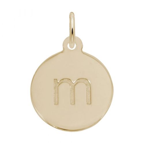 Petite Initial Disc - Lower Case Block M 10k Gold Charm - 10-1895-13-10k