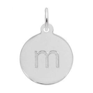 Petite Initial Disc - Lower Case Block M Sterling Silver Charm- 10-1895-13-ss