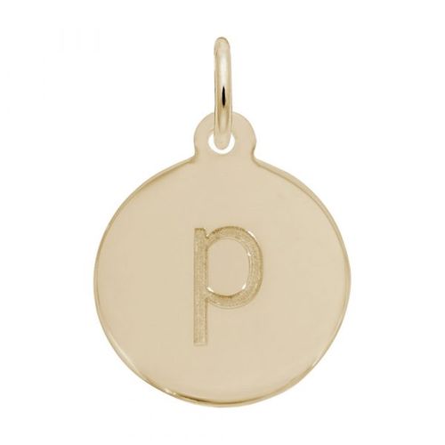 Petite Initial Disc - Lower Case Block P 10k Gold Charm - 10-1895-16-10k
