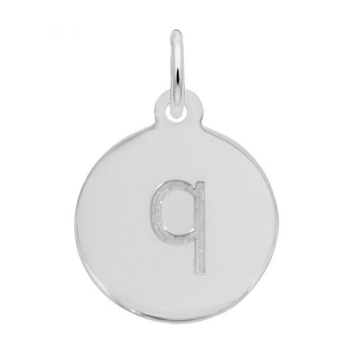 Petite Initial Disc - Lower Case Block Q Sterling Silver Charm- 10-1895-17-ss