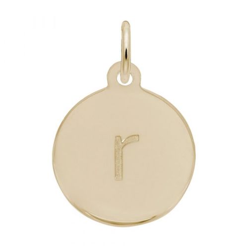 Petite Initial Disc - Lower Case Block R  Charm,  Gold Plated Charm - 10-1895-18-gp