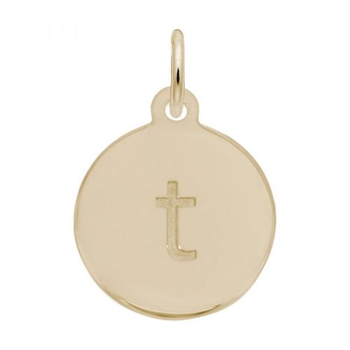 Petite Initial Disc - Lower Case Block T 10k Gold Charm - 10-1895-20-10k