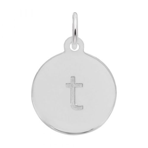 Petite Initial Disc - Lower Case Block T Sterling Silver Charm- 10-1895-20-ss