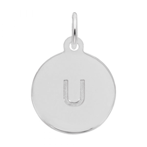 Petite Initial Disc - Lower Case Block U Sterling Silver Charm- 10-1895-21-ss