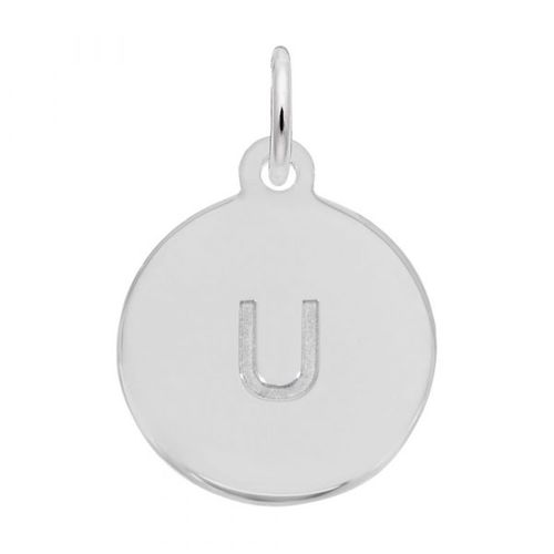 Petite Initial Disc - Lower Case Block U Sterling Silver Charm- 10-1895-21-ss