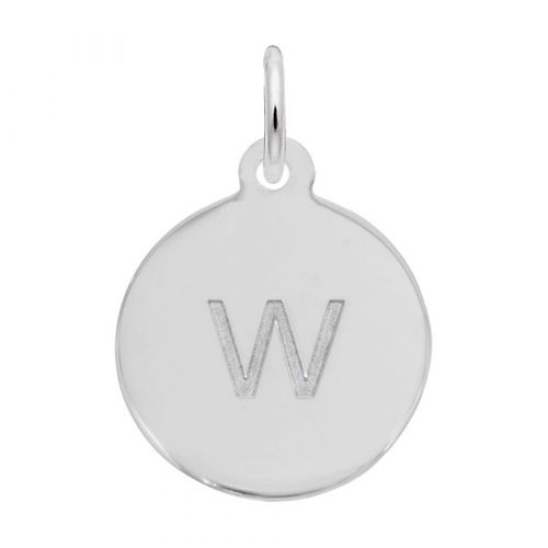 Petite Initial Disc - Lower Case Block W 14k Gold Charm - 10-1895-23-14kw