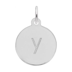 Petite Initial Disc - Lower Case Block Y Sterling Silver Charm- 10-1895-25-ss