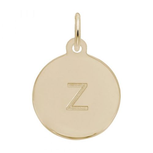 Petite Initial Disc - Lower Case Block Z  Charm,  Gold Plated Charm - 10-1895-26-gp