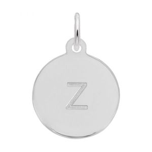 Petite Initial Disc - Lower Case Block Z Sterling Silver Charm- 10-1895-26-ss