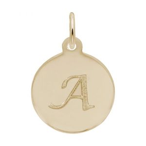 Petite Initial Disc - Script A 10k Gold Charm - 10-1896-1-10k