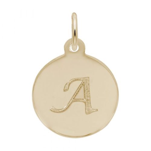 Petite Initial Disc - Script A 14k Gold Charm - 10-1896-1-14k