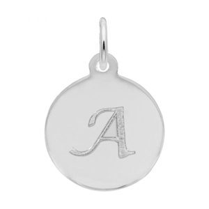 Petite Initial Disc - Script A Sterling Silver Charm- 10-1896-1-ss