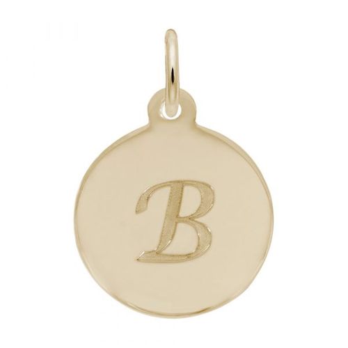 Petite Initial Disc - Script B 14k Gold Charm - 10-1896-2-14k