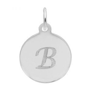 Petite Initial Disc - Script B Sterling Silver Charm- 10-1896-2-ss
