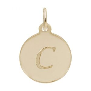 Petite Initial Disc - Script C 10k Gold Charm - 10-1896-3-10k
