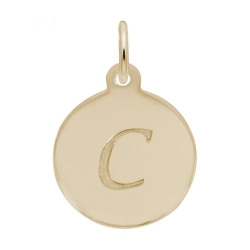 Petite Initial Disc - Script C 14k Gold Charm - 10-1896-3-14k