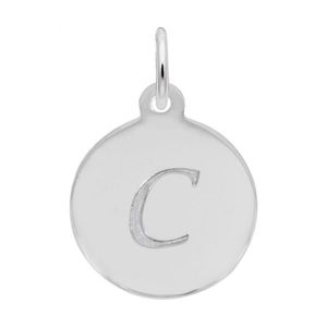 Petite Initial Disc - Script C Sterling Silver Charm- 10-1896-3-ss
