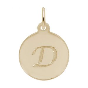 Petite Initial Disc - Script D 10k Gold Charm - 10-1896-4-10k