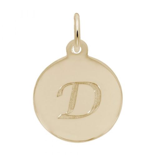 Petite Initial Disc - Script D 14k Gold Charm - 10-1896-4-14k