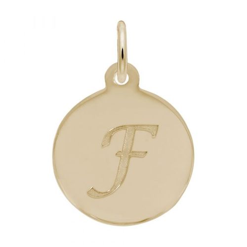 Petite Initial Disc - Script F 14k Gold Charm - 10-1896-6-14k