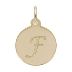 Petite Initial Disc - Script F 14k Gold Charm - 10-1896-6-14k