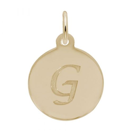 Petite Initial Disc - Script G 10k Gold Charm - 10-1896-7-10k