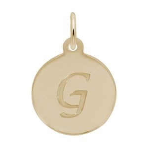 Petite Initial Disc - Script G 14k Gold Charm - 10-1896-7-14k