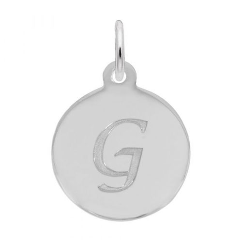 Petite Initial Disc - Script G Sterling Silver Charm- 10-1896-7-ss