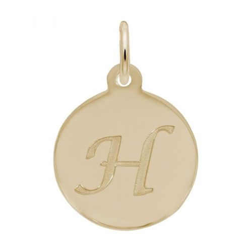 Petite Initial Disc - Script H 10k Gold Charm - 10-1896-8-10k